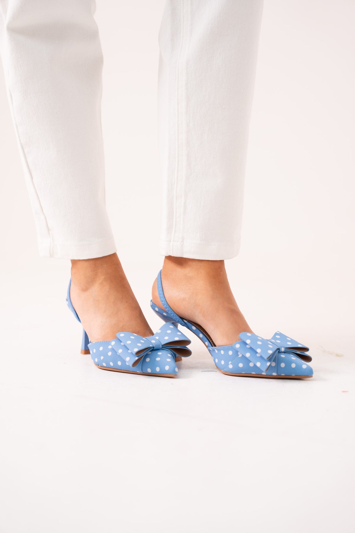 Sadie Polka Dot Bow Heels In Blue