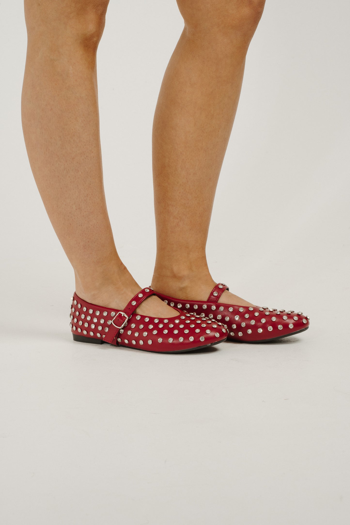 Sadie Embellished Flats In Red