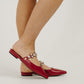 Sadie Metallic Trim Mule In Red