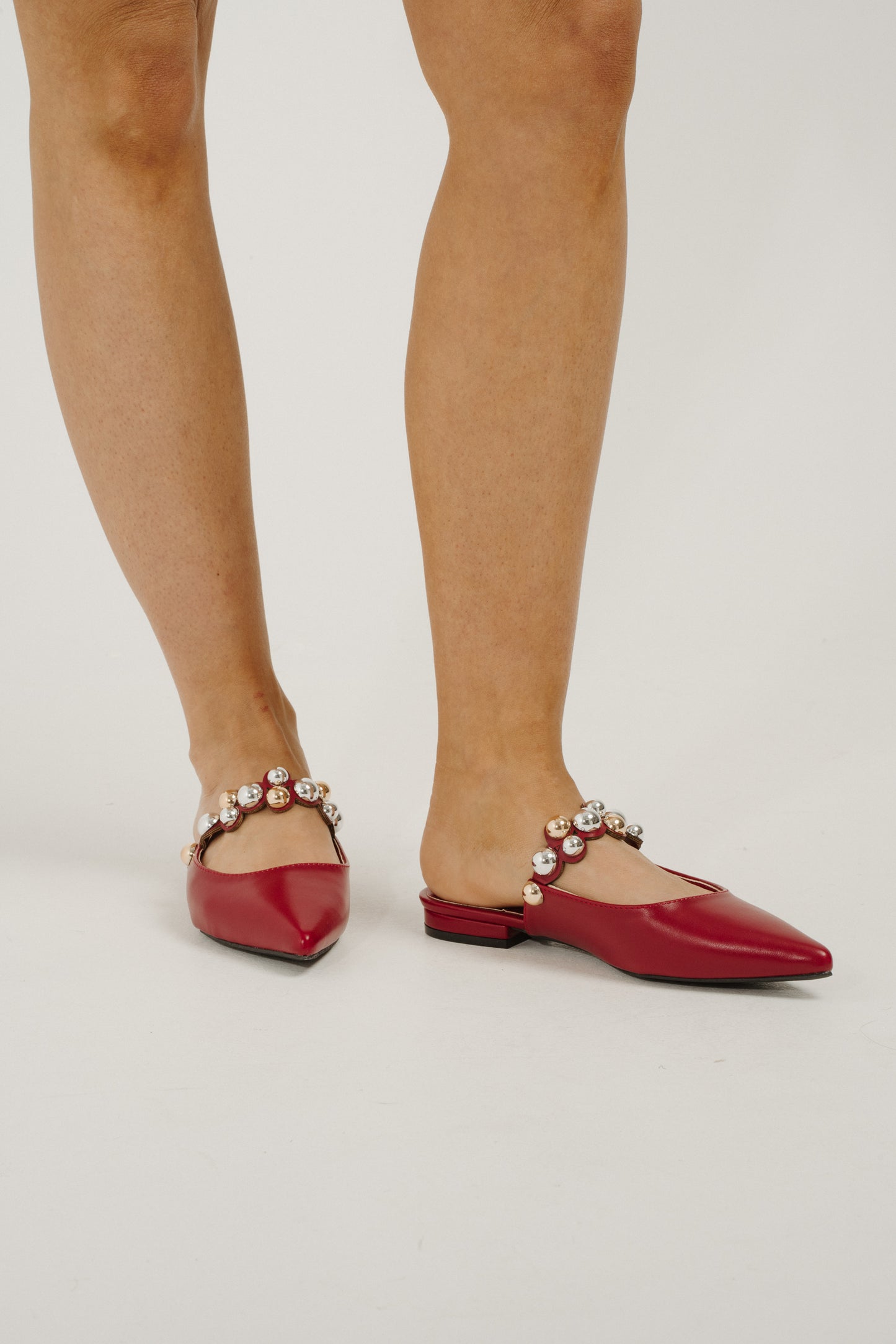 Sadie Metallic Trim Mule In Red