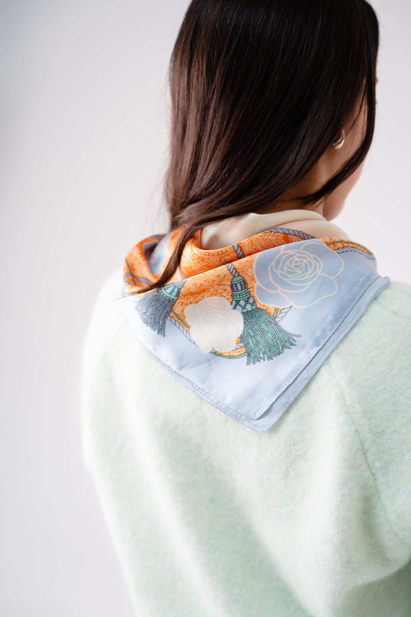 Orla Floral Print Neck Scarf In Sky Blue