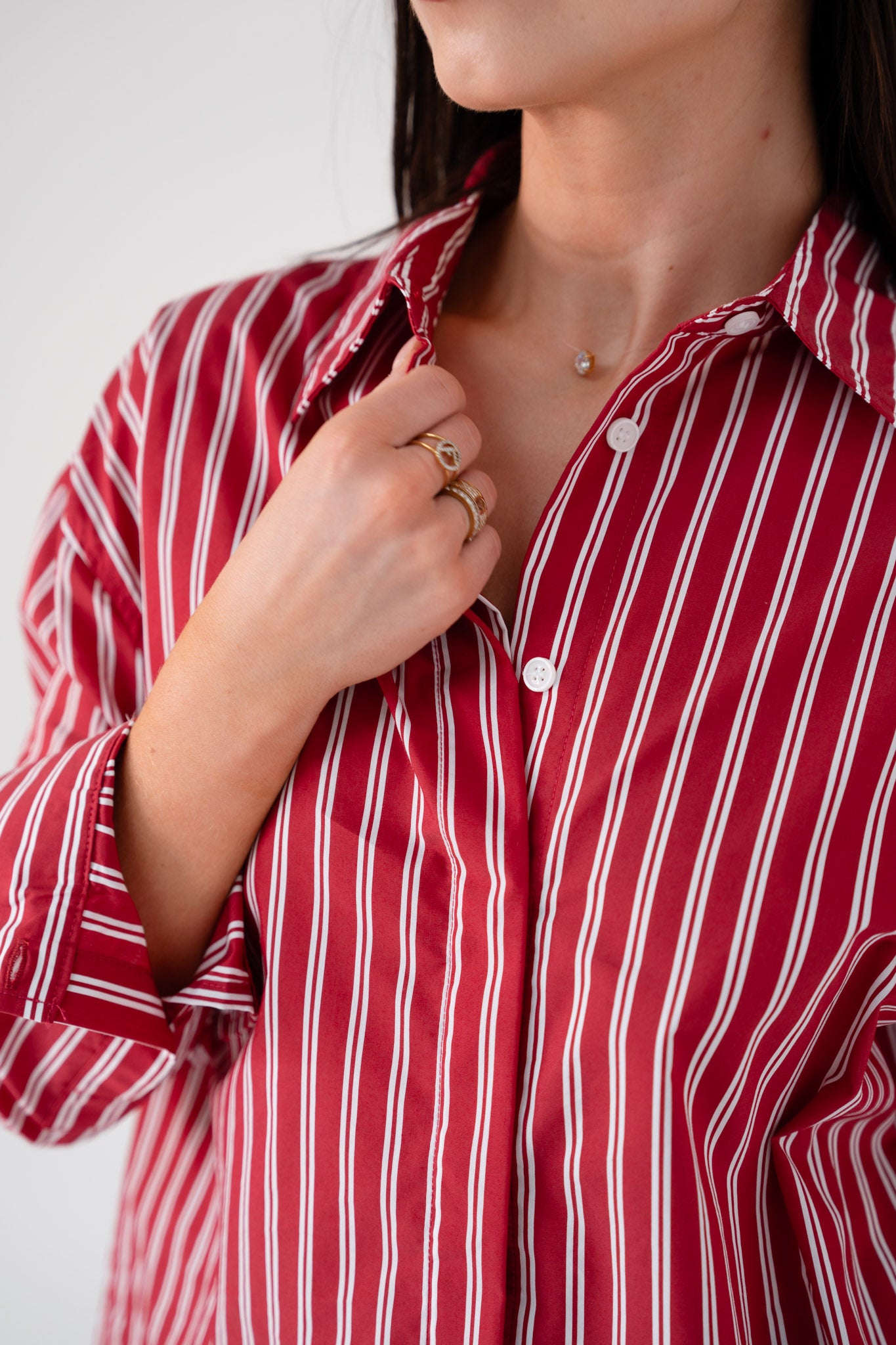 Love Laura Stripe Shirt In Red