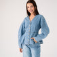 Love Laura Peplum Denim Top In Mid Wash