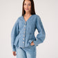 Love Laura Peplum Denim Top In Mid Wash