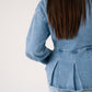 Love Laura Peplum Denim Top In Mid Wash
