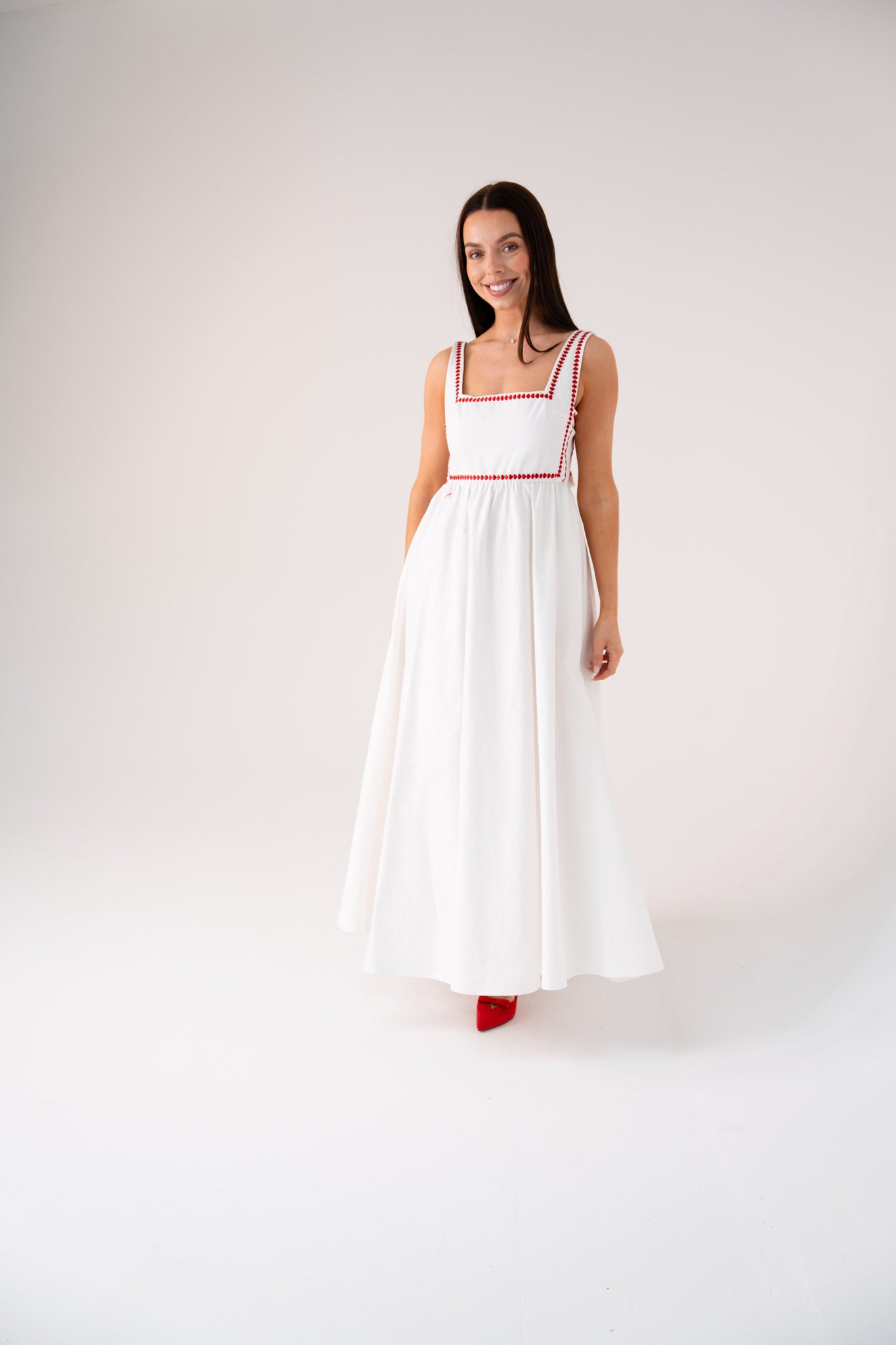 Love Laura Heart Embroidered Dress In White
