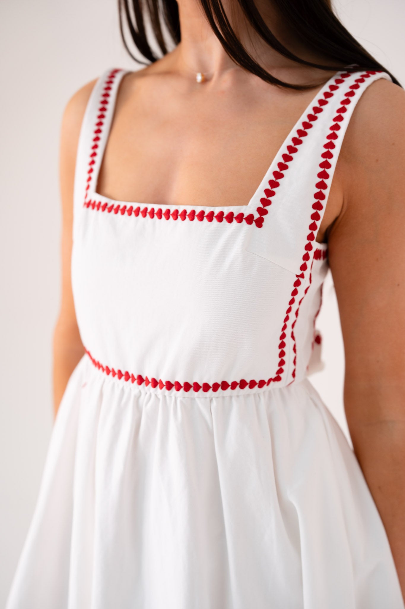 Love Laura Heart Embroidered Dress In White