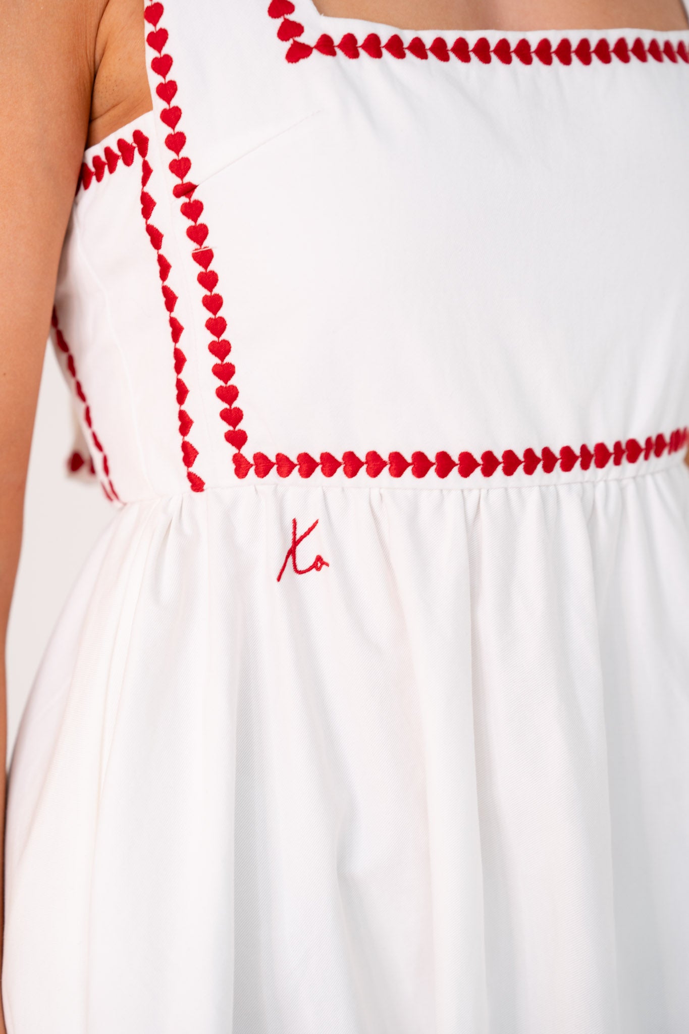 Love Laura Heart Embroidered Dress In White