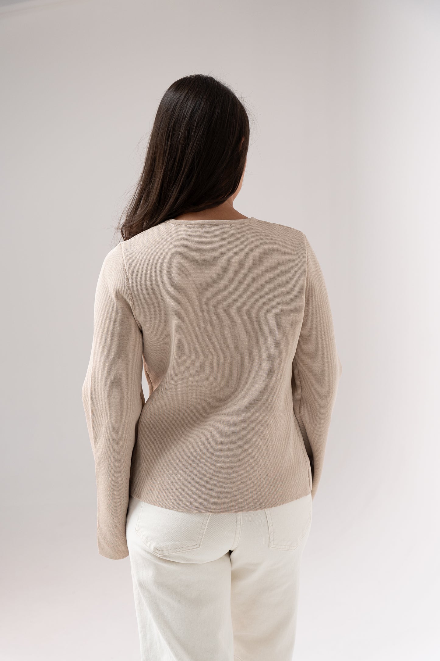 Taylor Asymmetric Button Cardigan In Sand