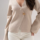 Taylor Asymmetric Button Cardigan In Sand