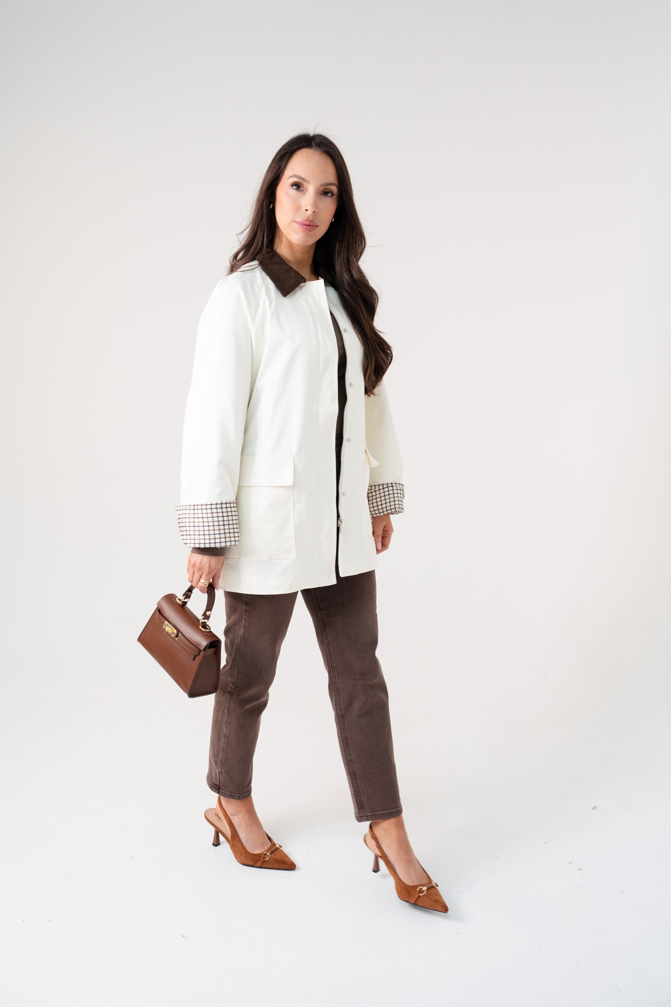 Taylor Contrast Collar Jacket In Cream