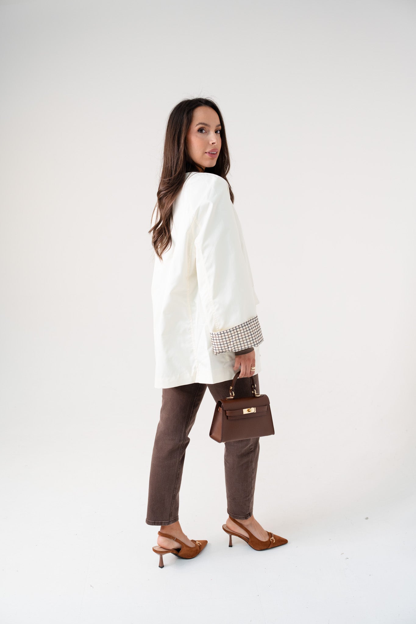 Taylor Contrast Collar Jacket In Cream