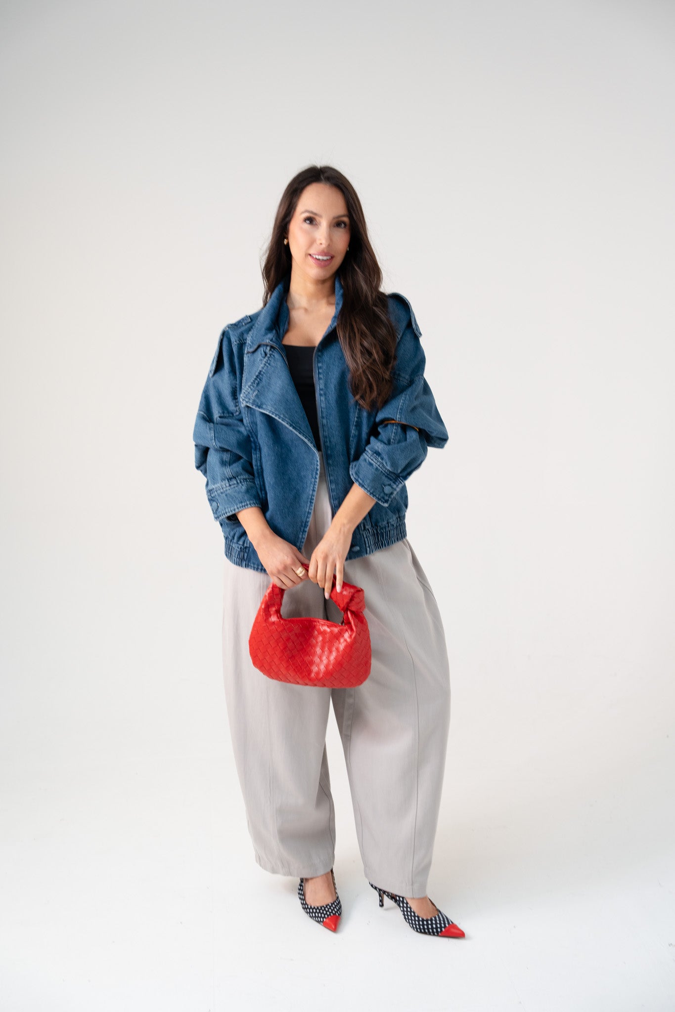 Taylor Denim Bomber Jacket In Mid Wash