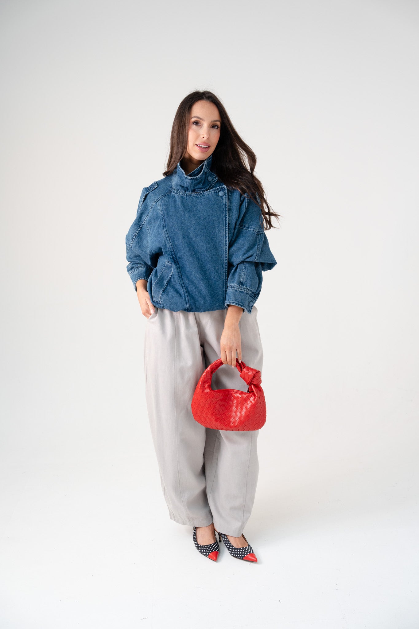 Taylor Denim Bomber Jacket In Mid Wash