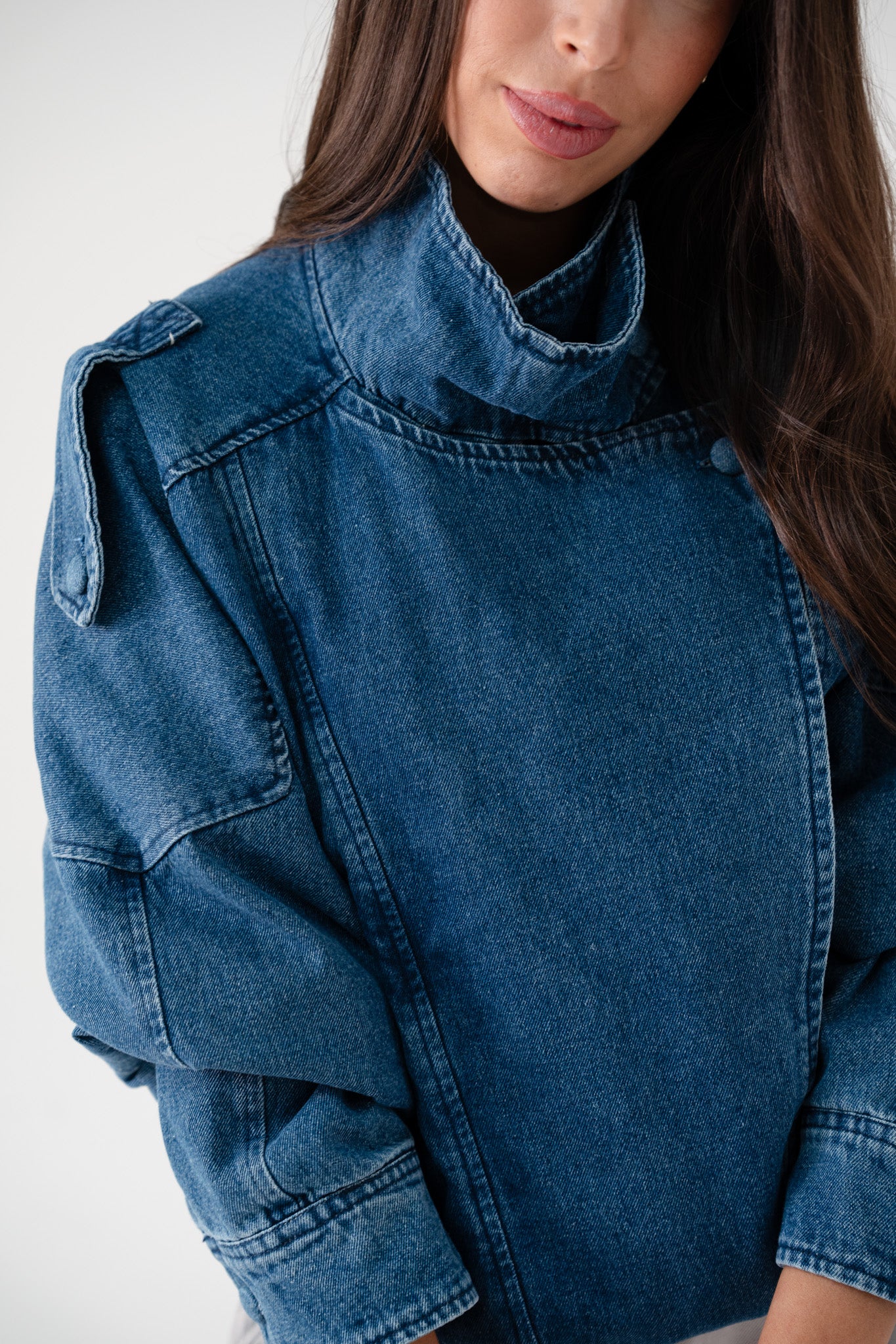 Taylor Denim Bomber Jacket In Mid Wash