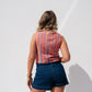 Elsa Stripe Waistcoat In Orange Mix