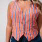 Elsa Stripe Waistcoat In Orange Mix