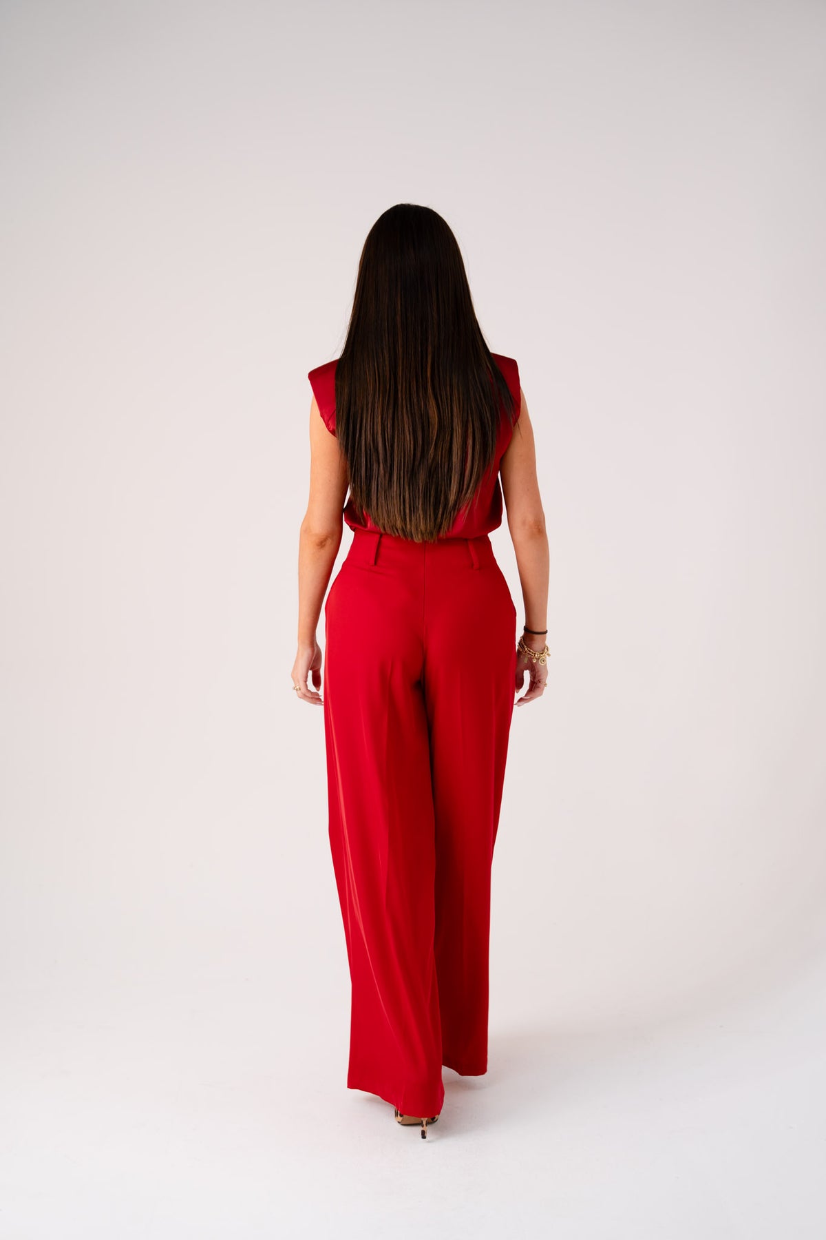 Love Laura High Waist Wide Leg Trousers In Red