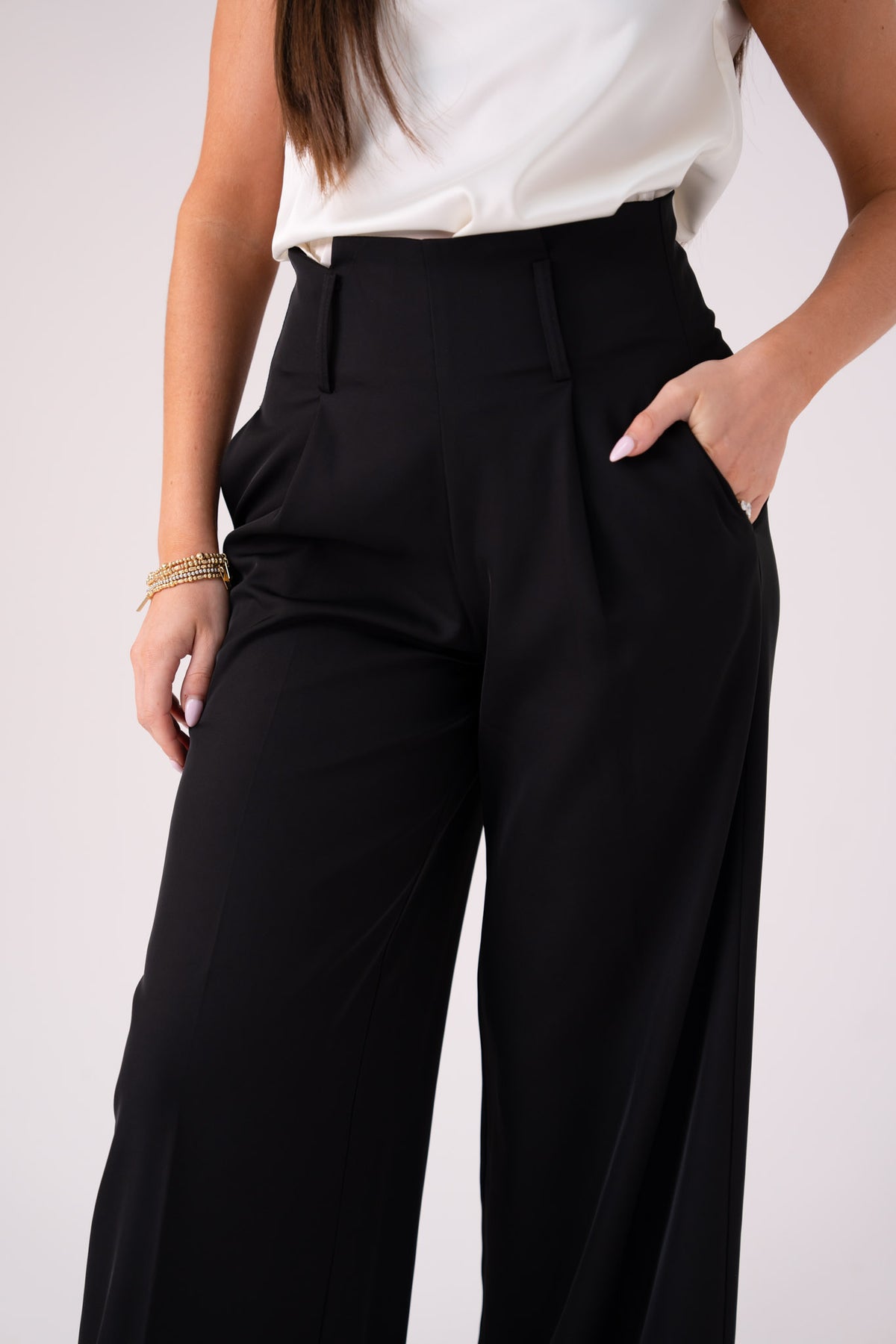 Love Laura High Waist Wide Leg Trousers In Black