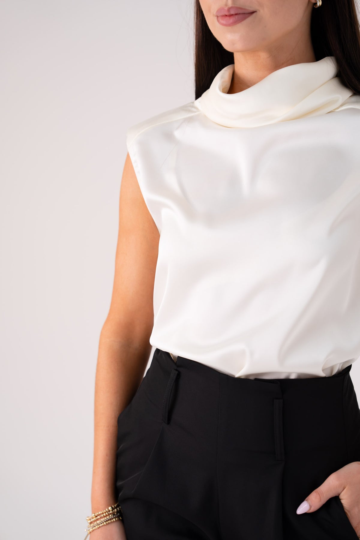 Love Laura Cowl Neck Top In Cream