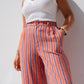 Elsa Stripe Trousers In Orange Mix