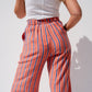 Elsa Stripe Trousers In Orange Mix