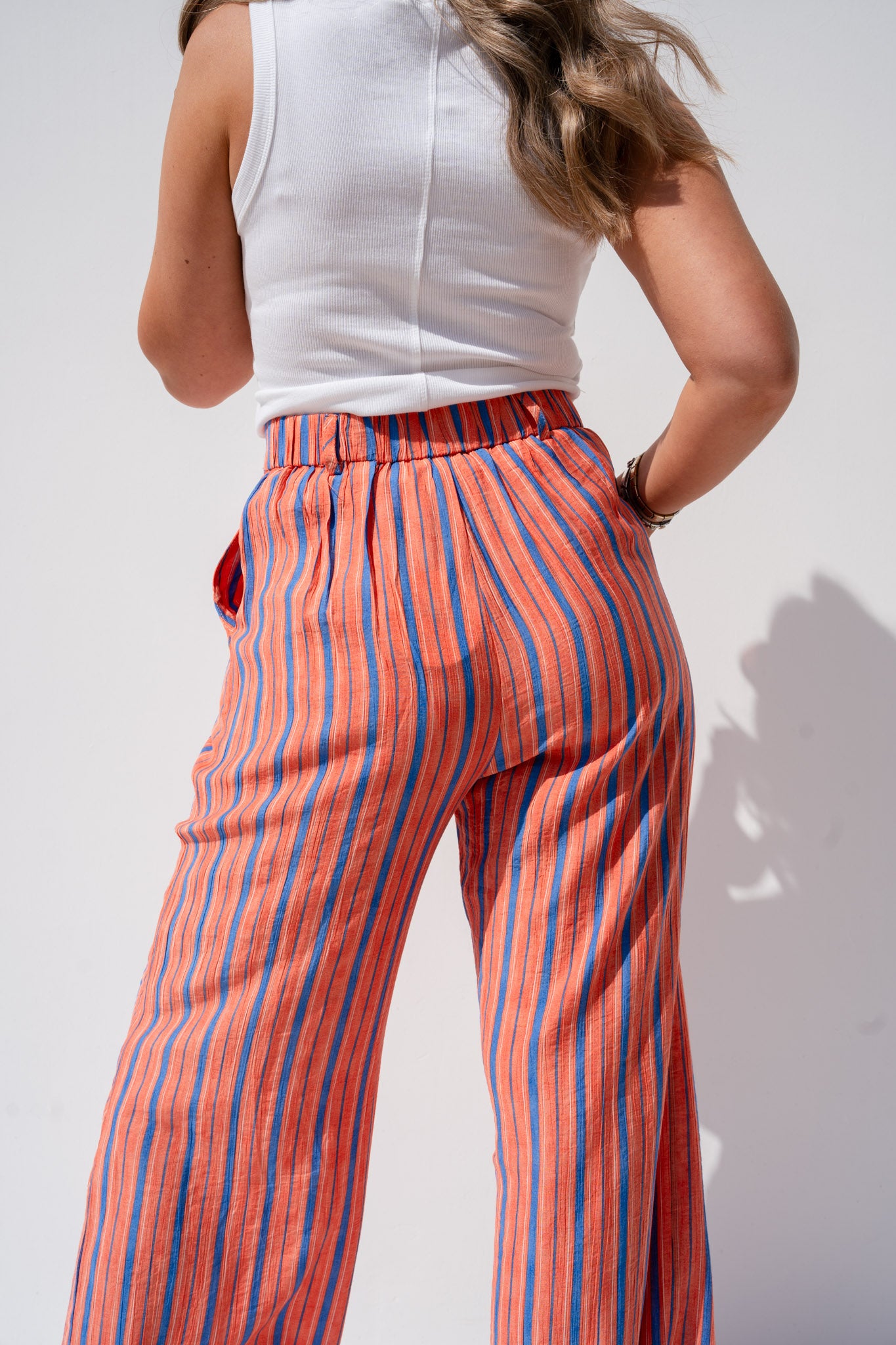 Elsa Stripe Trousers In Orange Mix