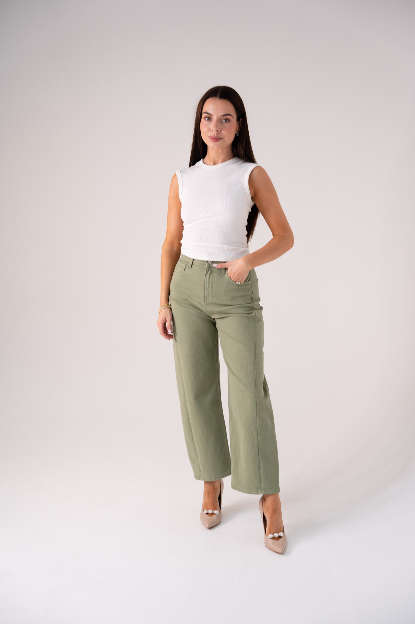 Love Laura Carrot Barrell Jeans In Sage