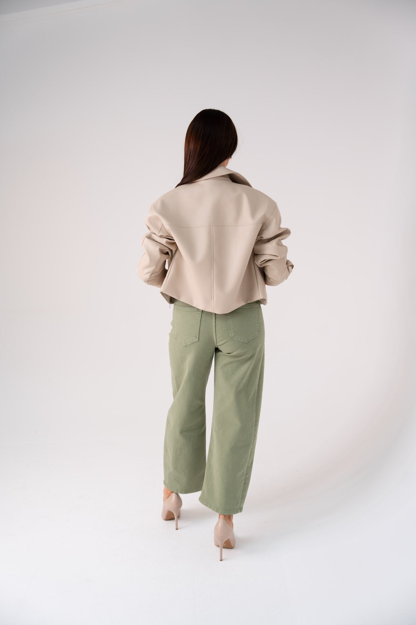 Love Laura Faux Leather Jacket In Beige
