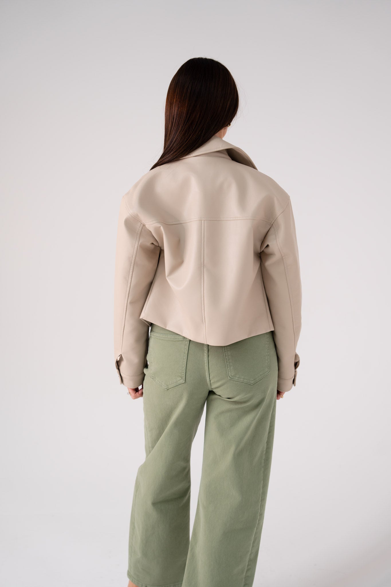 Love Laura Faux Leather Jacket In Beige