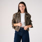 Love Laura Faux Leather Jacket In Khaki