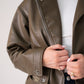 Love Laura Faux Leather Jacket In Khaki