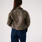 Love Laura Faux Leather Jacket In Khaki