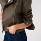 Love Laura Faux Leather Jacket In Khaki