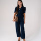 Love Laura Statement Collar Top In Dark Wash