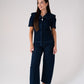 Love Laura Statement Collar Top In Dark Wash