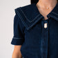 Love Laura Statement Collar Top In Dark Wash