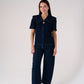 Love Laura Statement Collar Top In Dark Wash