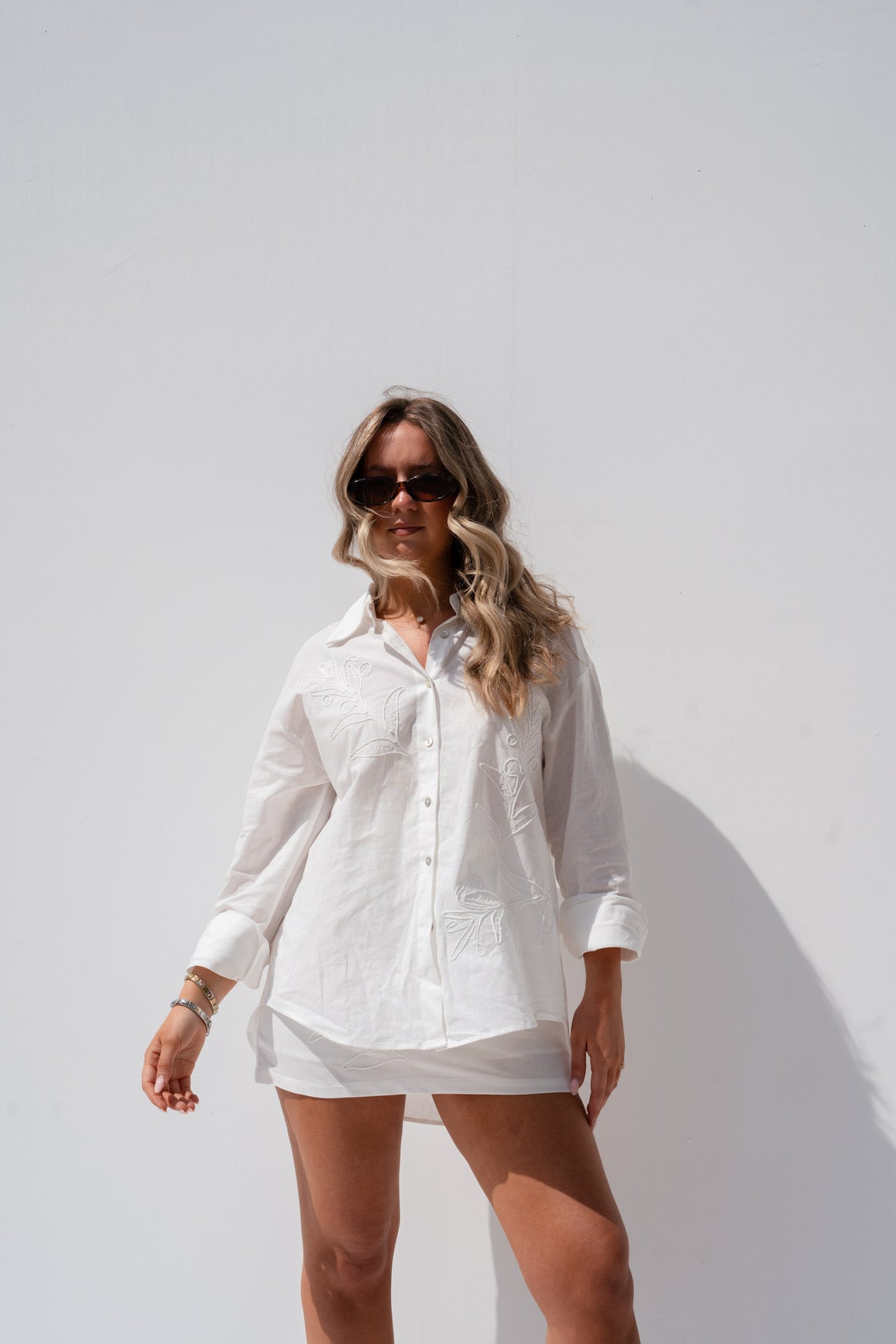 Elsa Embroidered Shirt In White