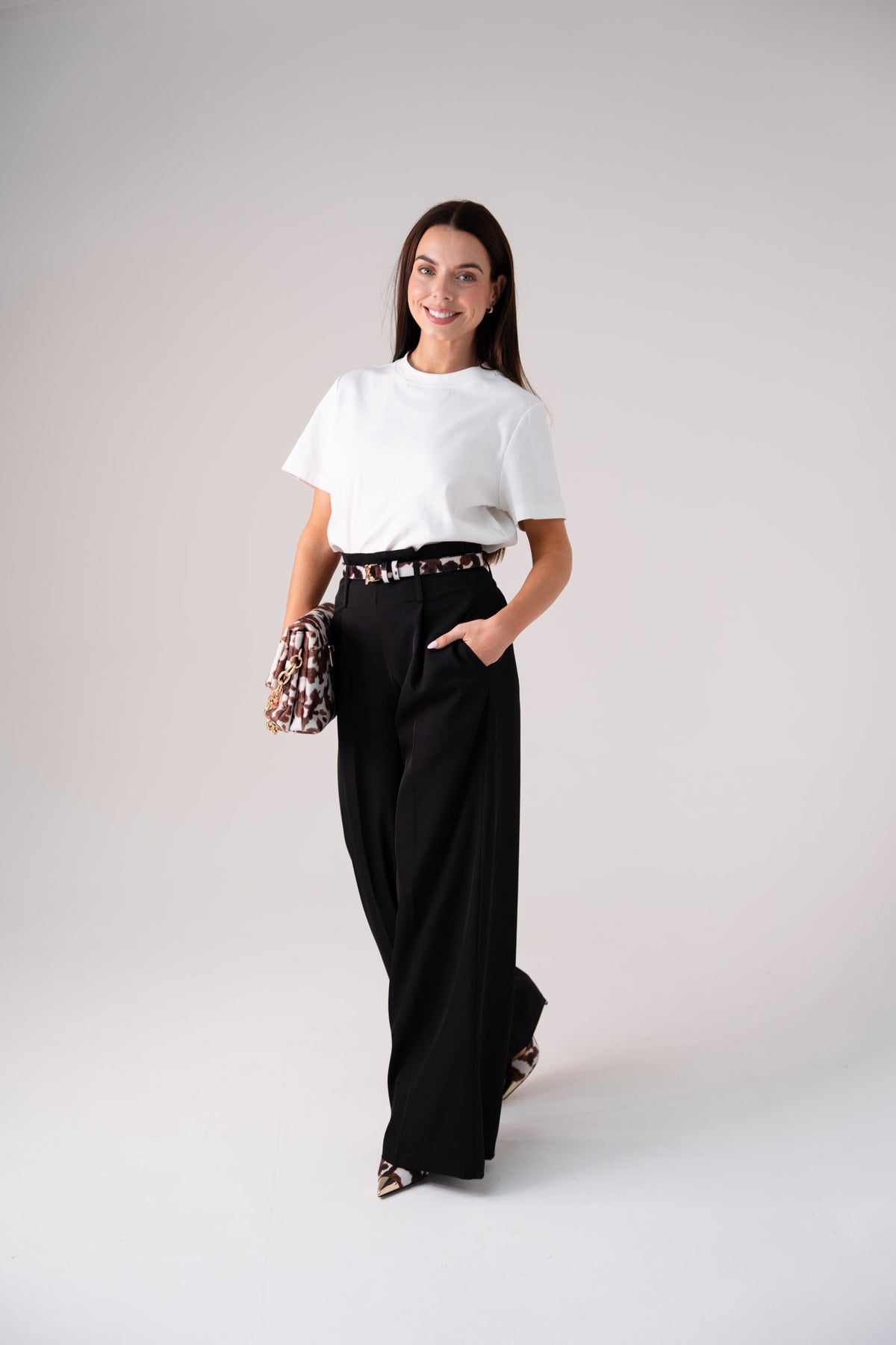 Love Laura High Waist Wide Leg Trousers In Black
