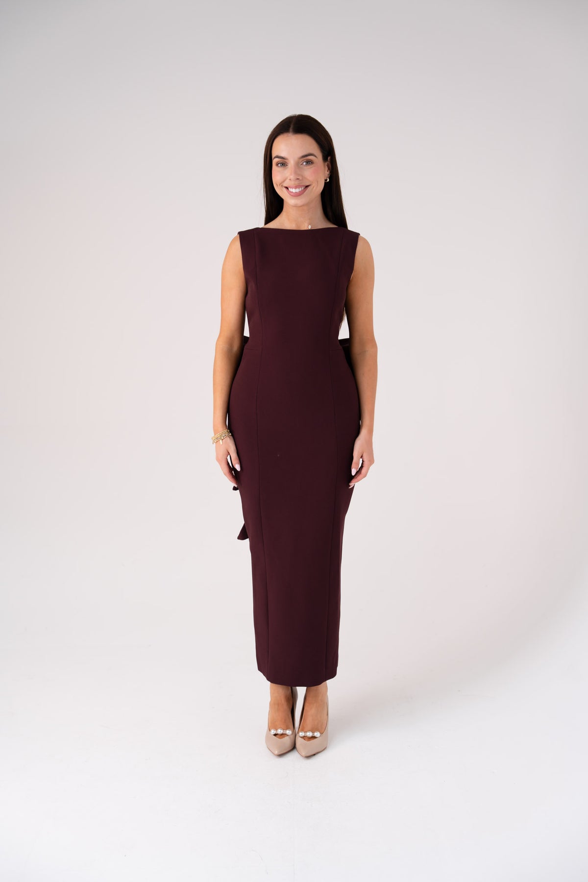 Love Laura Statement Bow Dress In Mulberry