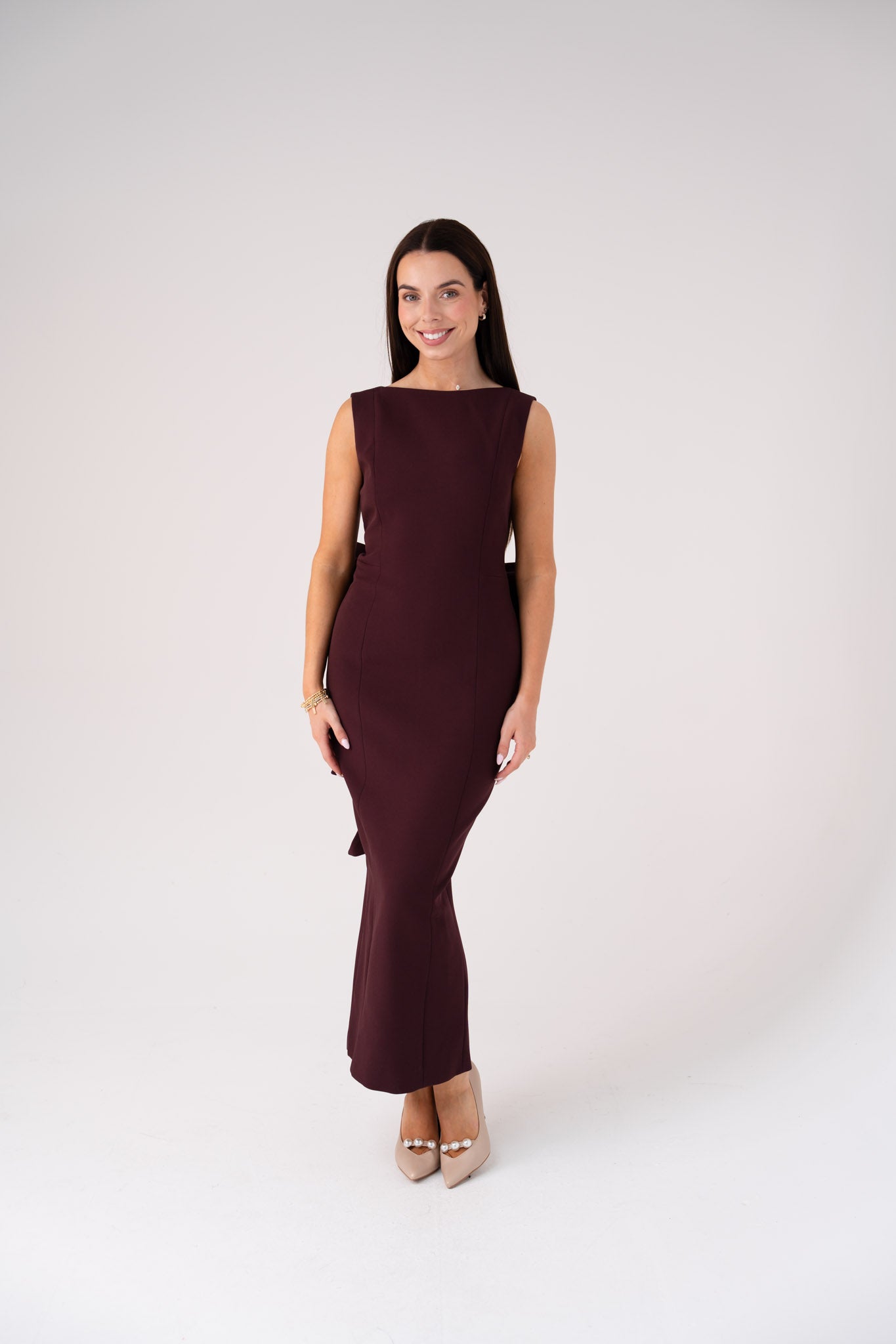 Love Laura Statement Bow Dress In Mulberry