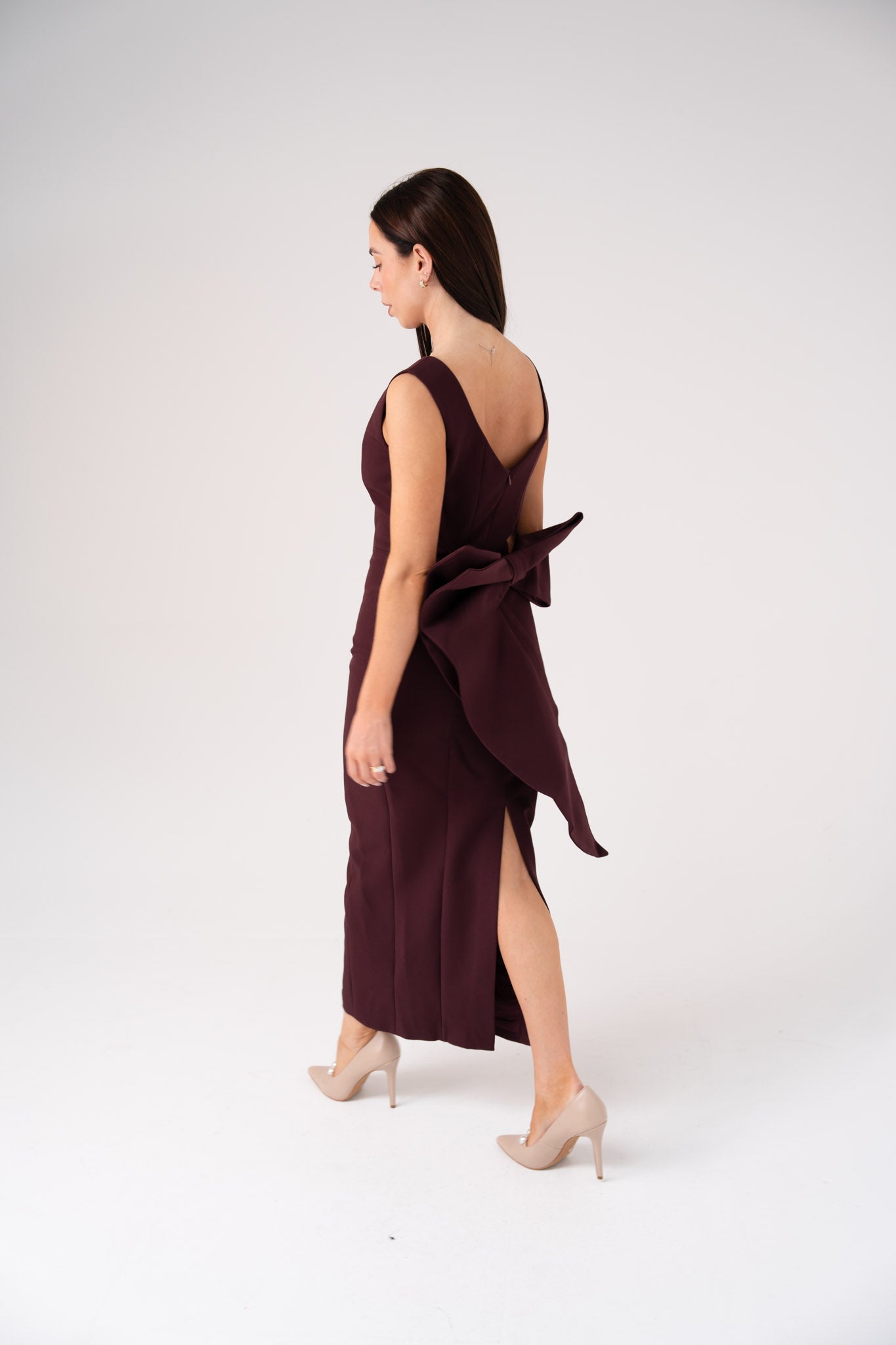 Love Laura Statement Bow Dress In Mulberry