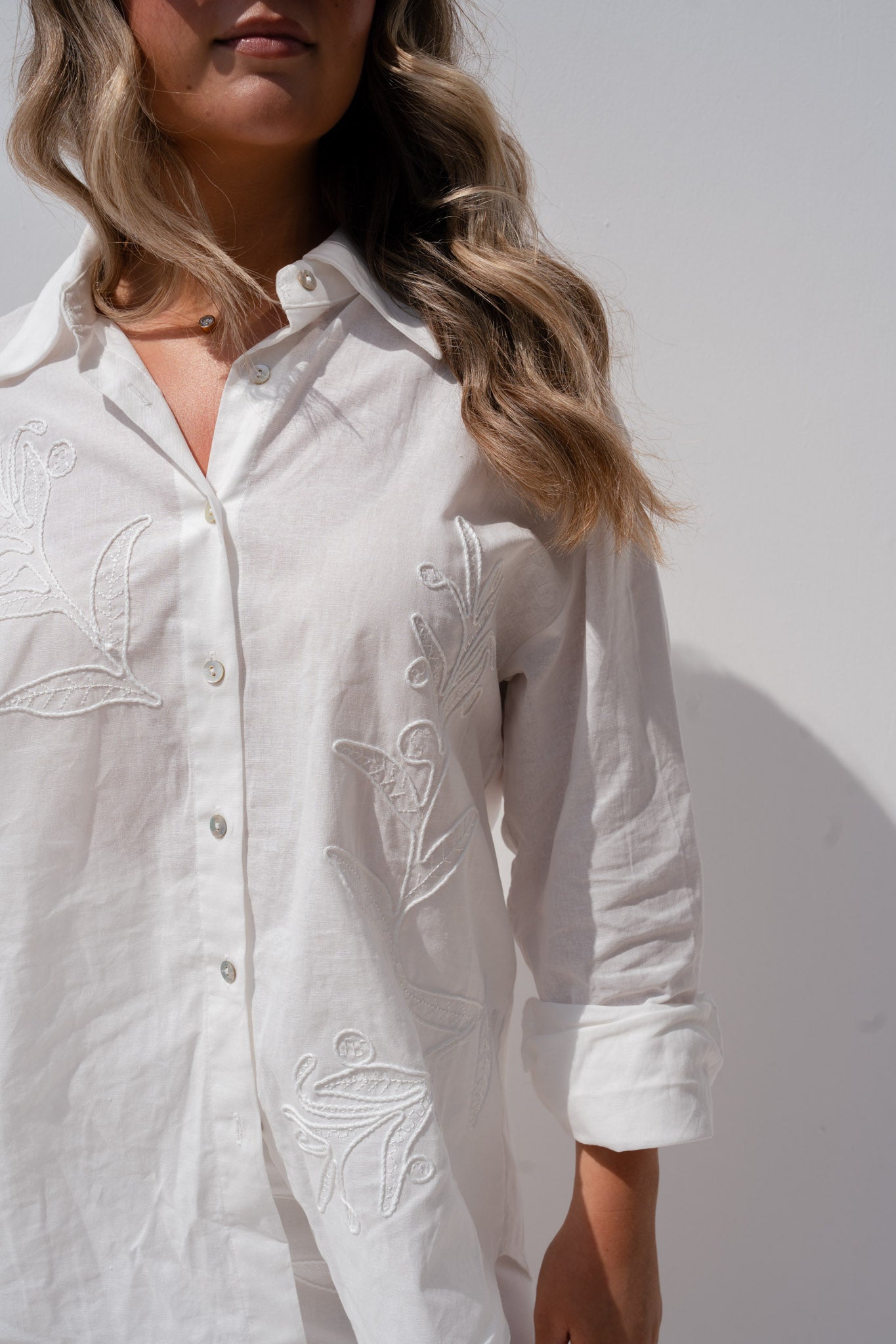 Elsa Embroidered Shirt In White