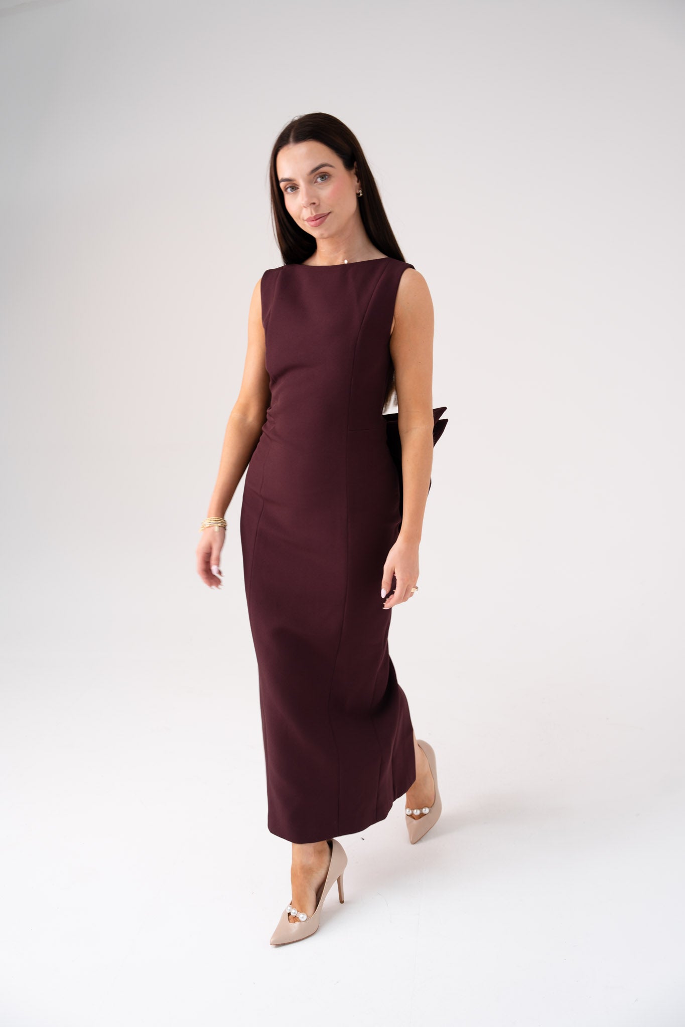 Love Laura Statement Bow Dress In Mulberry