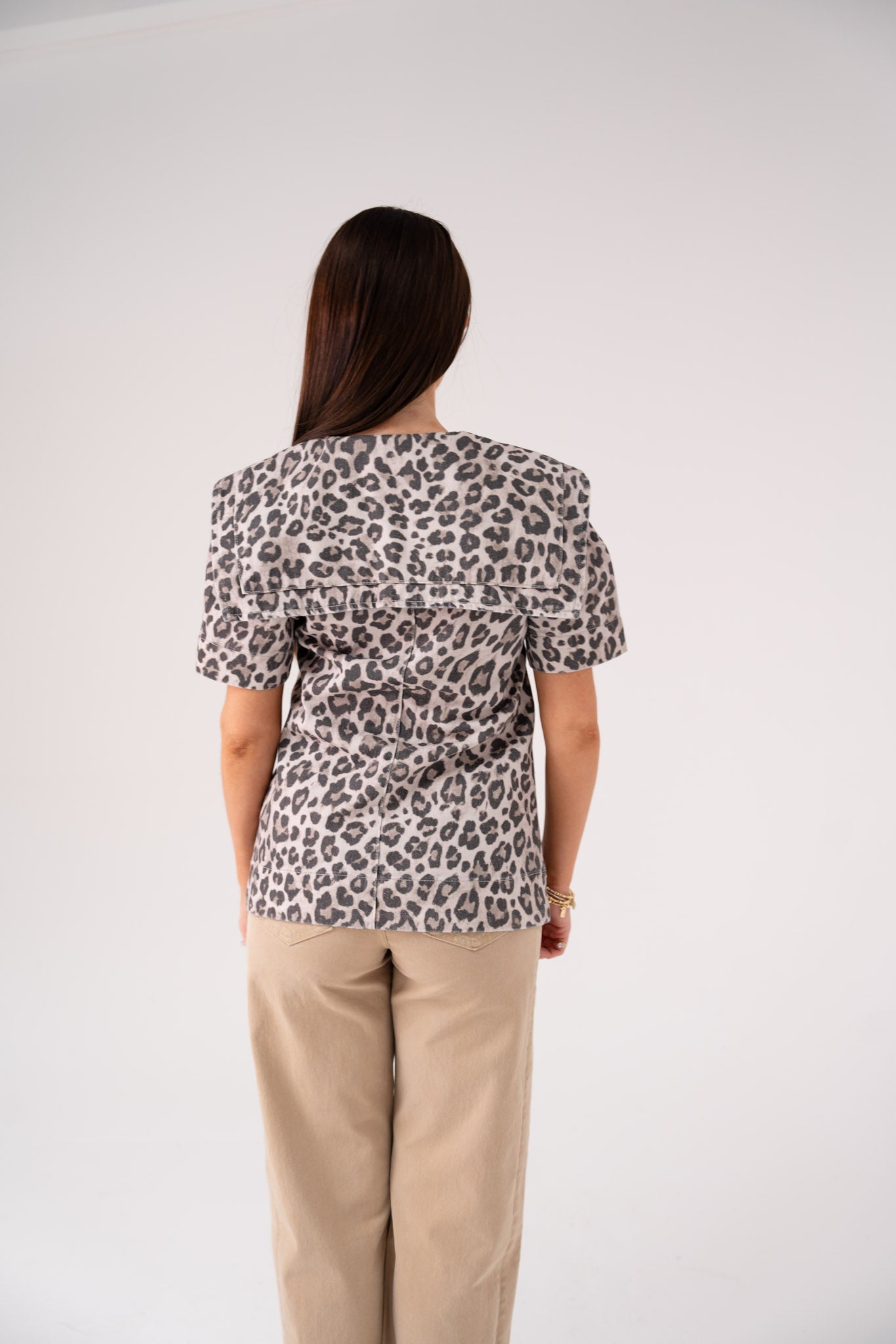 Love Laura Statement Collar Top In Leopard Print