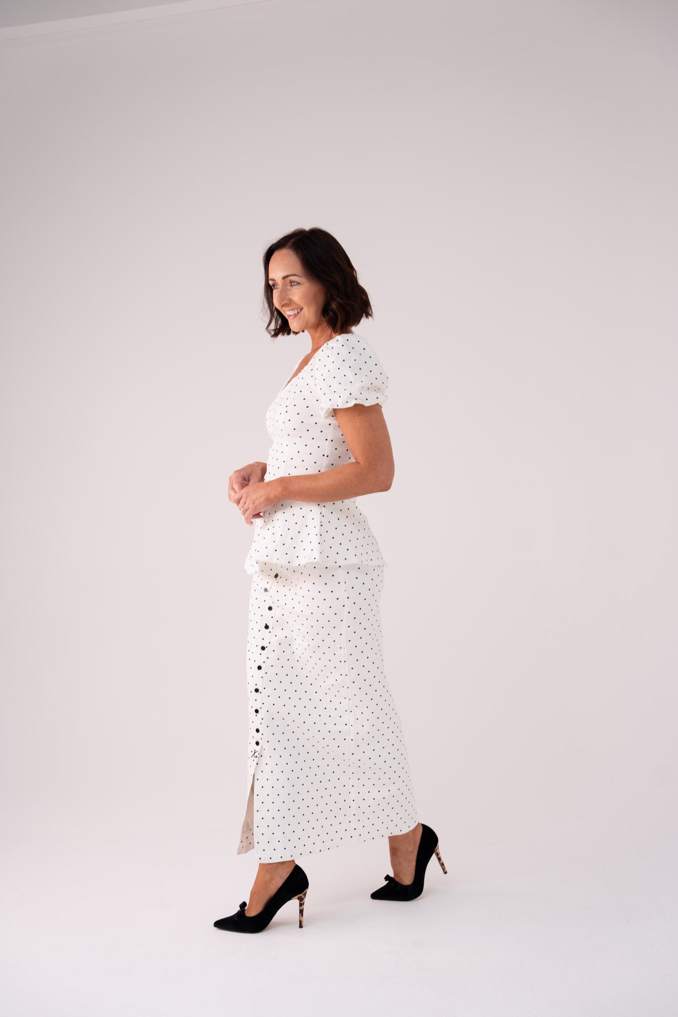 Love Laura Polka Dot Skirt In White