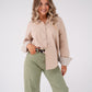 Kiera Contrast Cuff Shirt In Beige