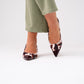 Love Laura Burgundy Toe Kitten Heel In Cow Print