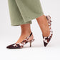 Love Laura Burgundy Toe Kitten Heel In Cow Print